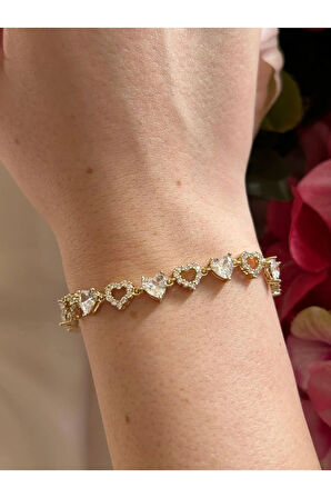 Zirkon Yonca Detay Su Yolu Bileklik