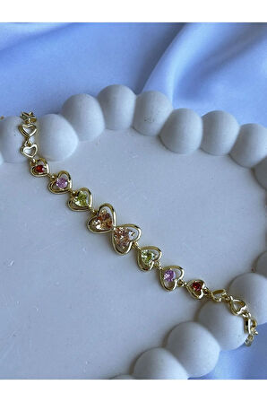 Çok Renk Kalpli Bileklik