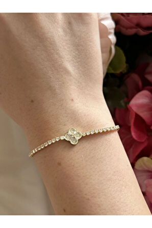 Siyah Yonca Detaylı Baget Bileklik