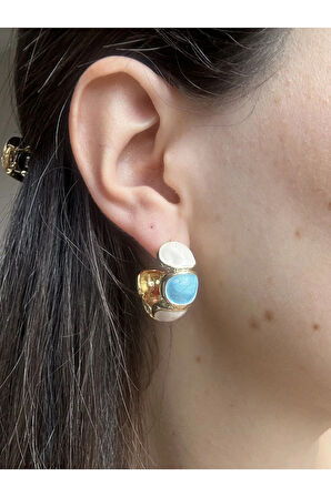 Doğal Taşlı Halka Küpe