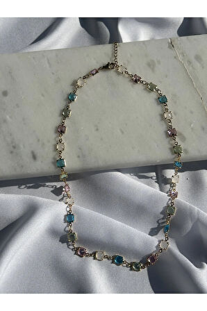 Renkli Zirkon Taş Kolye