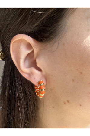 Gold Mineli Turuncu Küpe