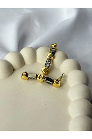 Kalp Desenli Sallantılı Küpe