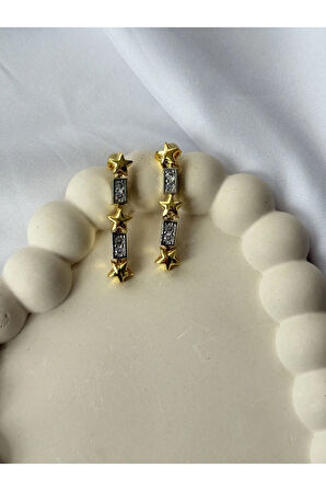 Yıldız Desenli Sallantılı Küpe