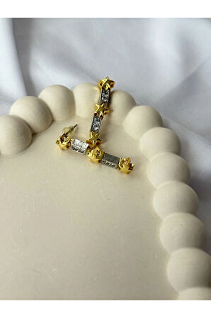 Yıldız Desenli Sallantılı Küpe