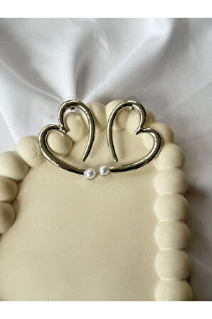 İnci Detaylı Kalp Küpe