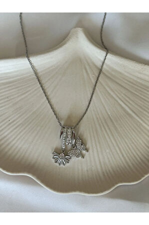 Silver Charmlı Kolye