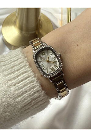 Çift Renk Zirkon Taşlı Saat