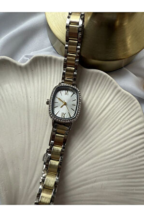 Çift Renk Zirkon Taşlı Saat