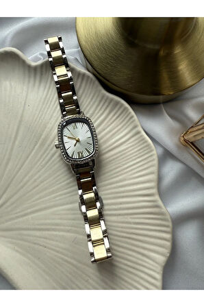 Çift Renk Zirkon Taşlı Saat