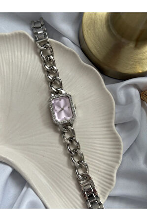 Pembe Cam Örgü Saat