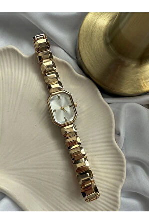 Gold Baklalı Şık Saat