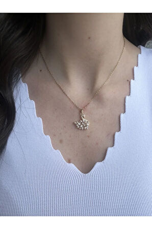 Gold Zirkon Kuğu Kolye