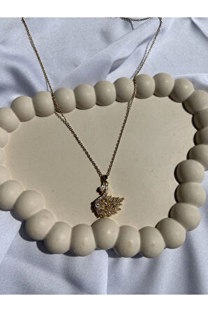 Gold Zirkon Kuğu Kolye