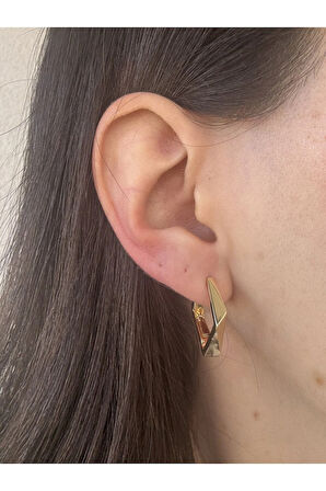 Geometrik Desen Çelik Küpe