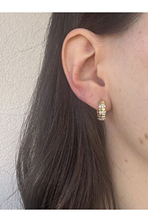 Taş Detaylı Çelik Küpe