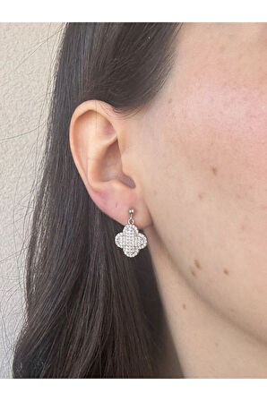 Taş Kaplama Yonca Küpe