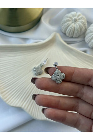 Taş Kaplama Yonca Küpe