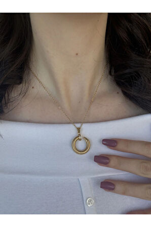 Yarım Tur Gold Kolye