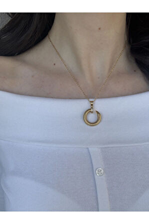 Yarım Tur Gold Kolye