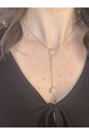 Gold Kutup Yıldızı Y Kolye