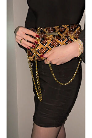 Honey Tiger Swirl – Özel Üretim Kristal Çanta