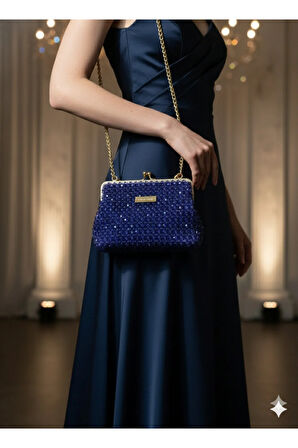 Midnight Sapphire Creme – Özel Üretim Kristal Çanta