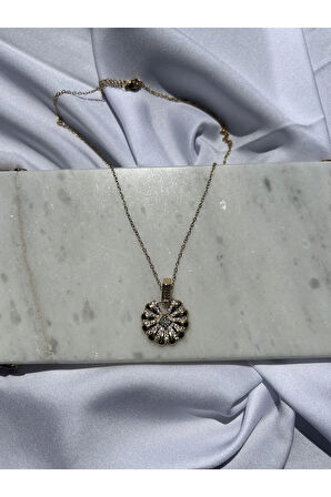 Zirkon Taşlı Halka Tasarım Kolye