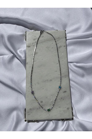 Üç Doğal Taş Detaylı Su Yolu Kolye