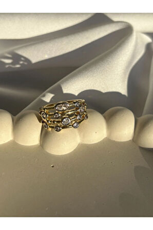 Dört Sıra Zirkon Detay Yüzük