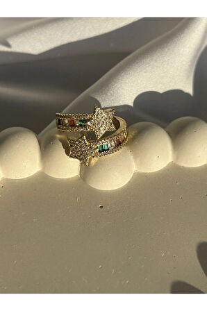 Yıldız Detay Gökkuşağı Yüzük