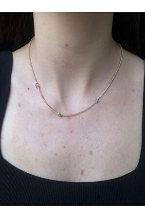 Renkli Baget Detaylı Su Yolu Kolye