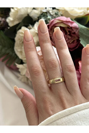 Pembe Taşlı Retro Yüzük