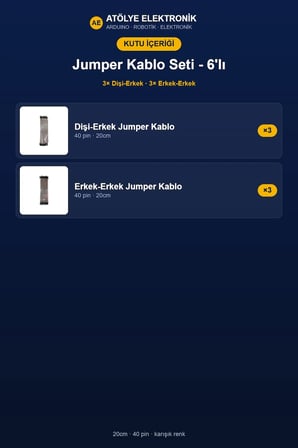 Jumper Kablo Seti - 20cm - 40'lı - 6'lı Kablo Seti (3x Dişi Erkek / 3x Erkek Erkek)