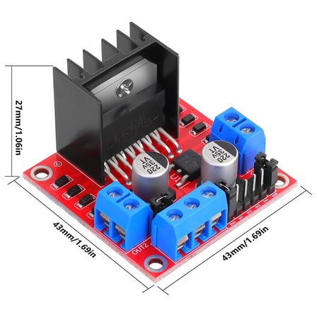 L298N Motor Sürücü ve 2 adet 3-6V DC Redüktörlü Motor + Tekerlek Seti