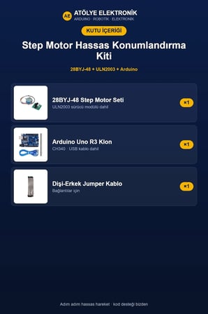 Step Motor ile Hassas Konumlandırma Kiti (28BJY-48 + Arduino) - Jumper Kablo Hediyeli
