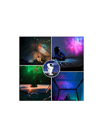 Astronot Projektör Gece Lambası | Bluetooth Hoparlörlü, Nebula & Yıldız Efekti