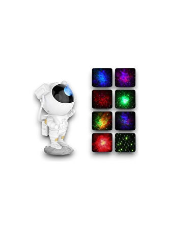Astronot Projektör Gece Lambası | Bluetooth Hoparlörlü, Nebula & Yıldız Efekti