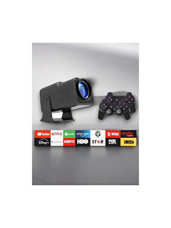 🎮 Projeksiyon Gamebox | Ultra Hd Projeksiyon + 2 Kablosuz Oyun Kolu + Dahili Oyunlar