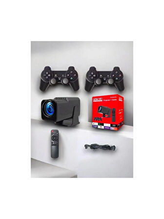 🎮 Projeksiyon Gamebox | Ultra Hd Projeksiyon + 2 Kablosuz Oyun Kolu + Dahili Oyunlar