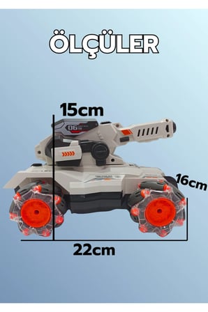 2.4Ghz Uzaktan Kumandalı Tank - Duman Modlu, Atan, 360 Dönen, Parmak Ve Kumanda Kontrollü