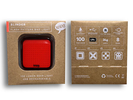 Knog Blinder SQUARE 100 Lm Bisiklet Arka Stop Lambası