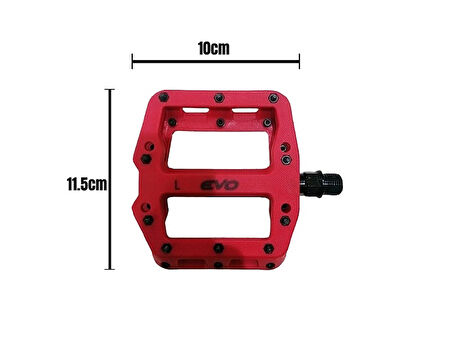Evo Kırmızı Plastik Rulmanlı Platform Çivili Bisiklet Pedalı
