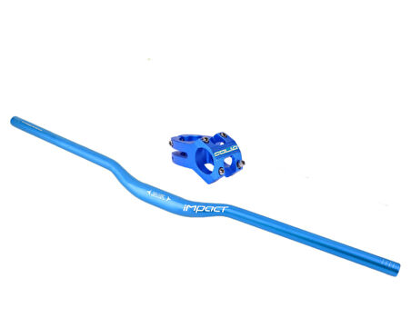 İmpact Mavi 740mm Alüminyum 31.8 Bisiklet Gidon + Boğaz Seti
