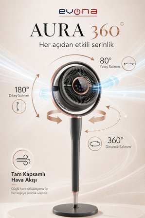 Aura 360, 6 Kademeli Hız Ayarlı Akıllı Vantilatör