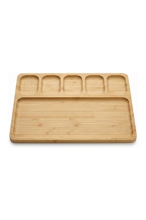 Pratik Evim Toprak Bambu Kahvaltı Tabağı 6 Bölmeli 23×32 cm
