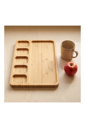 Pratik Evim Toprak Bambu Kahvaltı Tabağı 6 Bölmeli 23×32 cm