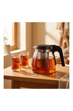 Pratik Evim Nordic Cam Çay Demliği 1500 ml Aile Boyu