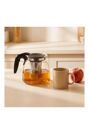 Pratik Evim Nordic Cam Çay Demliği 1100 ml Çelik Süzgeçli