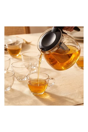 Pratik Evim Nordic Cam Çay Demliği 1100 ml Çelik Süzgeçli